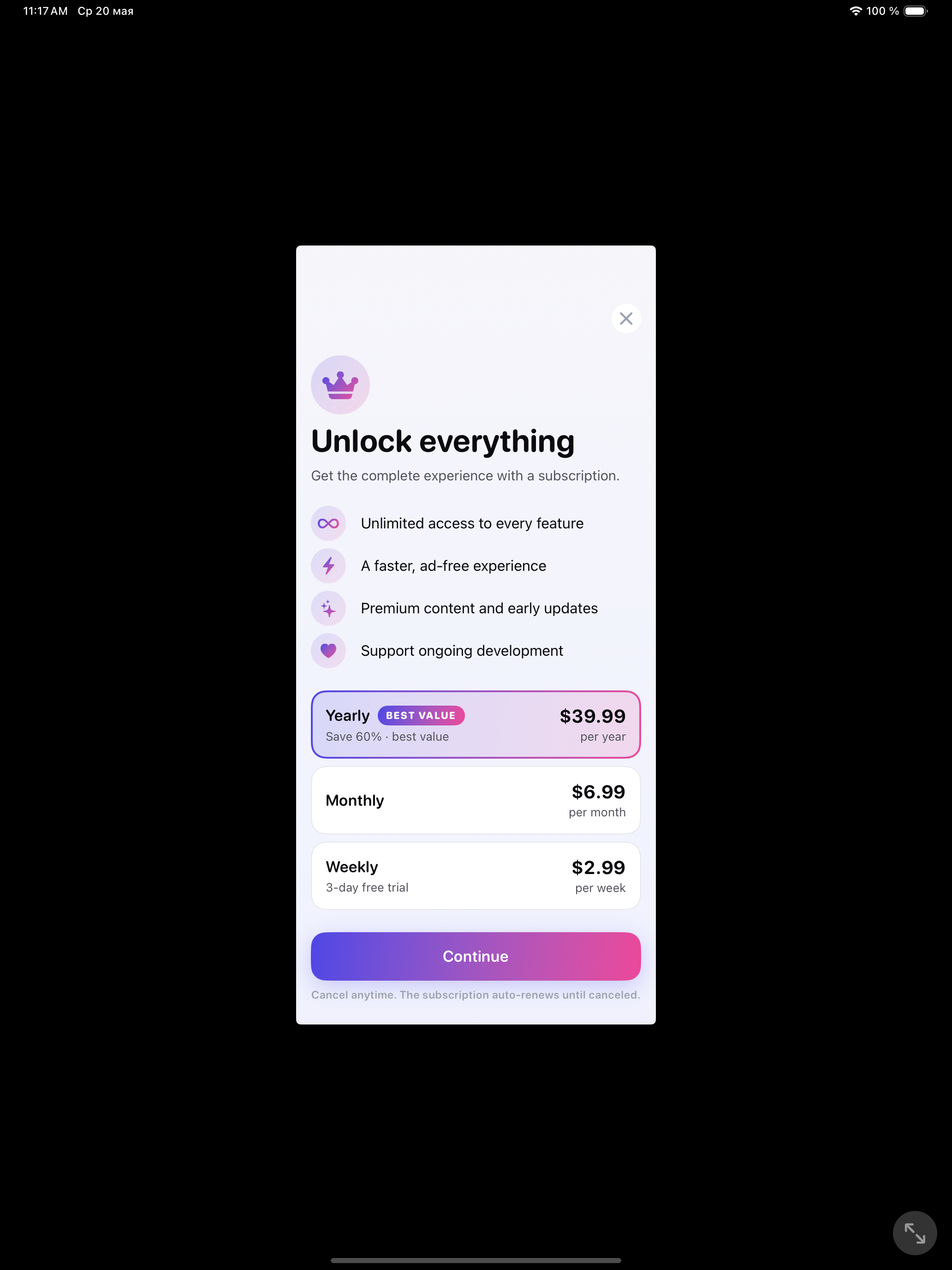Rest Timer — paywall / subscription