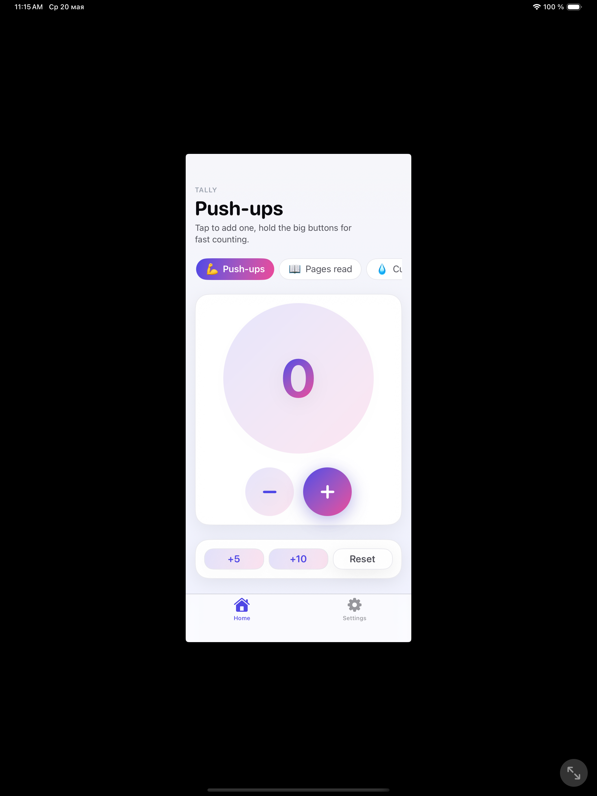Tally Counter — home screen